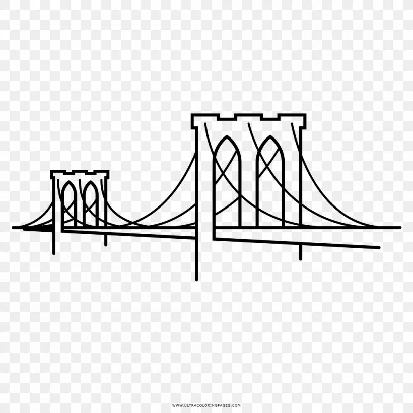 Brooklyn Bridge Drawing Coloring Book Line Art, PNG, 1000x1000px, 2018, Brooklyn Bridge, Area, Black And White, Brand Download Free