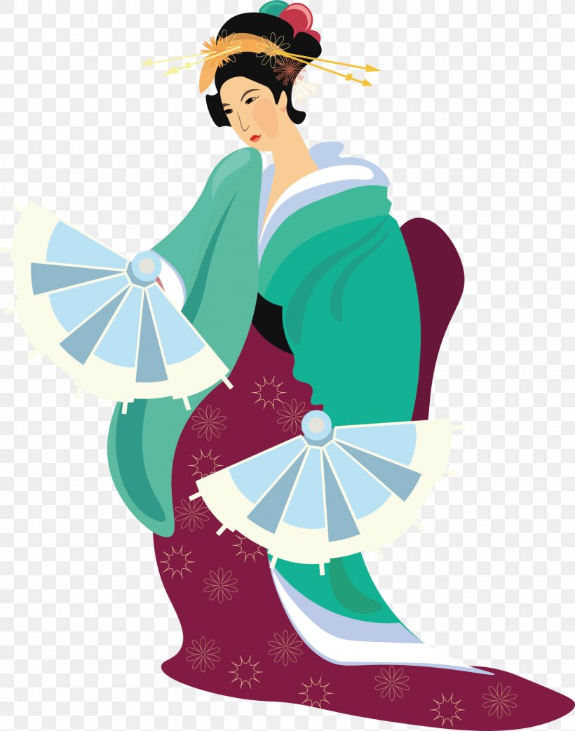 Japan Geisha Kimono Woman, PNG, 1446x1838px, Watercolor, Cartoon, Flower, Frame, Heart Download Free
