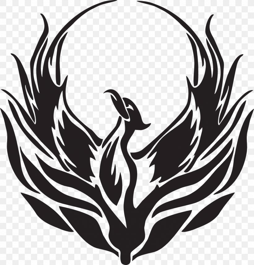 Phoenix Drawing Legendary Creature Symbol Clip Art, PNG, 1292x1350px, Phoenix, Artwork, Beak, Bird, Black And White Download Free