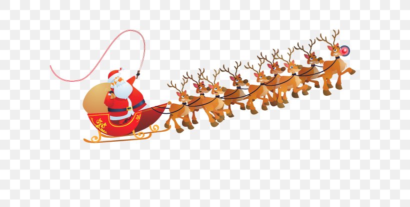 Santa Claus Reindeer Sled Clip Art, PNG, 640x415px, Santa Claus, Antler, Branch, Christmas, Christmas Decoration Download Free