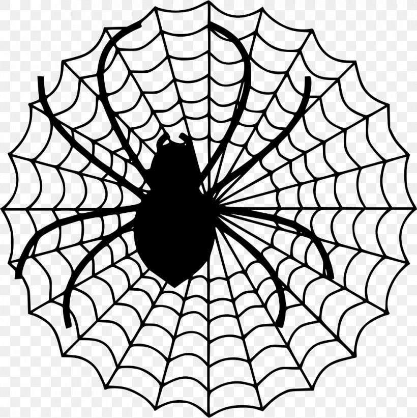 Spider Web Clip Art, PNG, 980x982px, Spider, Area, Black And White, Drawing, Flora Download Free