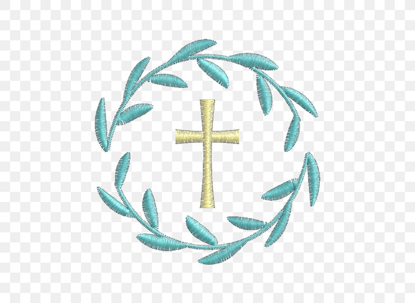 Embroidery Symbol Cross Picture Frames Heart, PNG, 600x600px, Embroidery, Aqua, Cross, Heart, Leaf Download Free