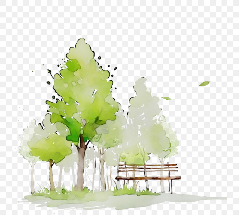 Green Tree Natural Landscape Watercolor Paint Plant, PNG, 738x738px, Watercolor, Branch, Grass, Green, Leaf Download Free