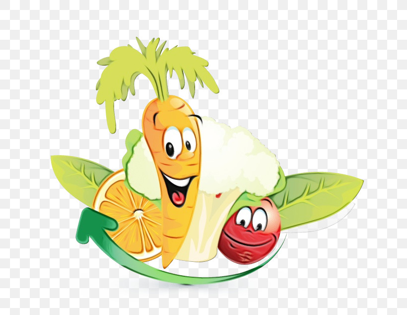 Cartoon Plant Fruit Banana Vegetarian Food, PNG, 734x634px, Watercolor, Banana, Cartoon, Fruit, Paint Download Free