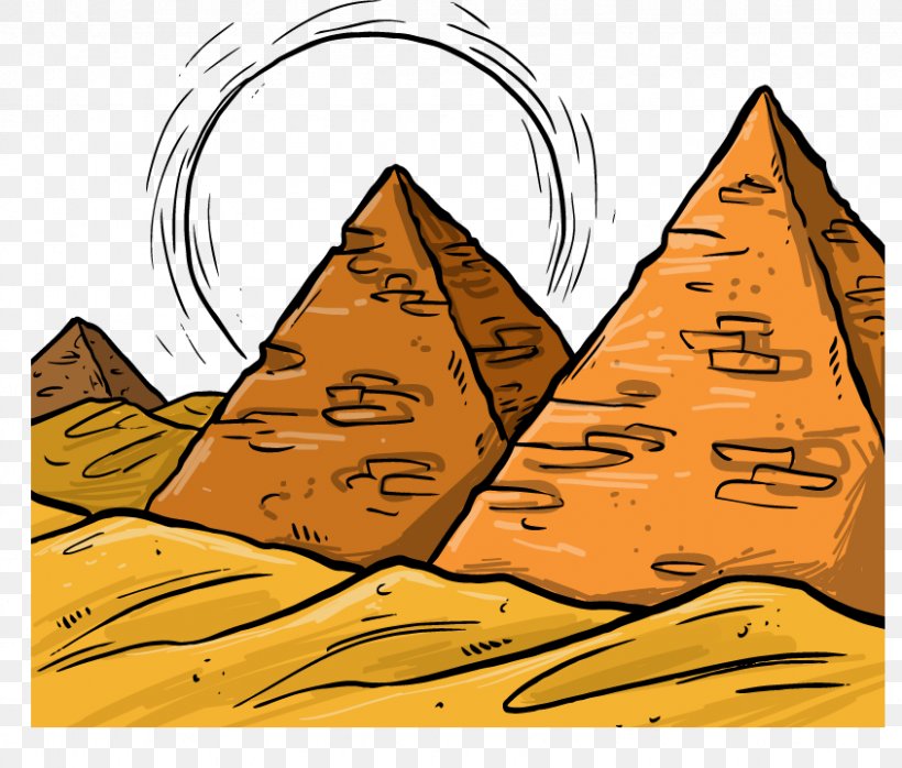 Egyptian Pyramids Pyramid Of The Sun Ancient Egypt Euclidean Vector, PNG, 845x720px, Egyptian Pyramids, Ancient Egypt, Art, Desert, Drawing Download Free