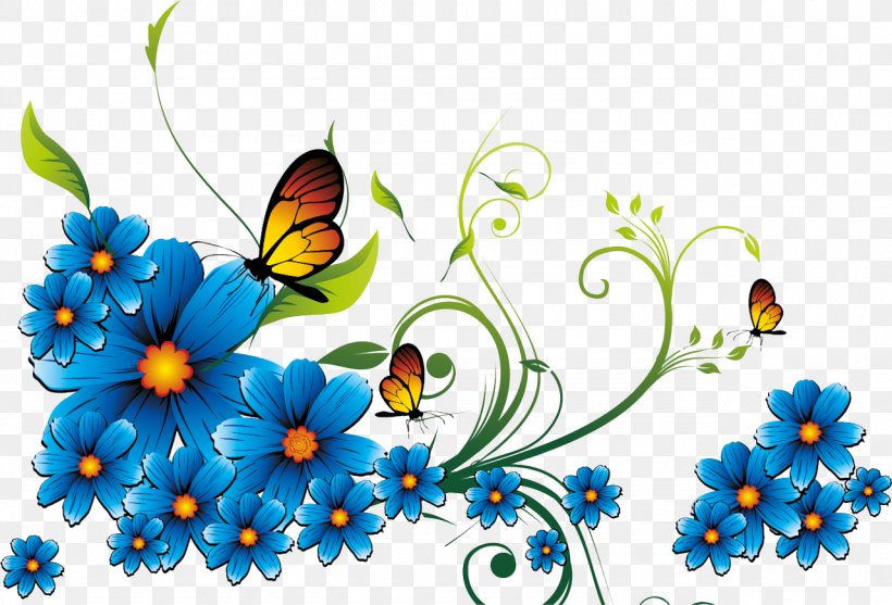 Borders And Frames Blue Flower Clip Art, PNG, 1280x871px, Borders And Frames, Art, Arthropod, Blue, Brush Footed Butterfly Download Free
