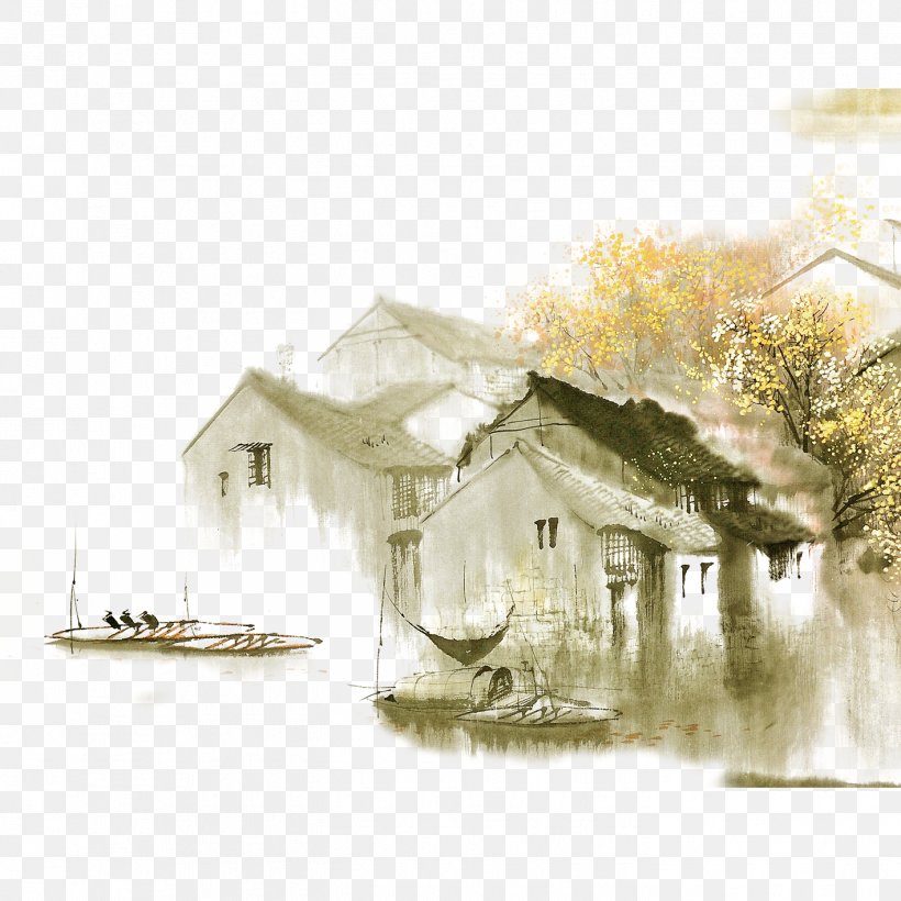Dwelling In The Fuchun Mountains Jiangnan Ink Wash Painting Shan Shui Chinese Painting, PNG, 1417x1417px, Dwelling In The Fuchun Mountains, Architecture, Chinese Painting, Drawing, Elevation Download Free