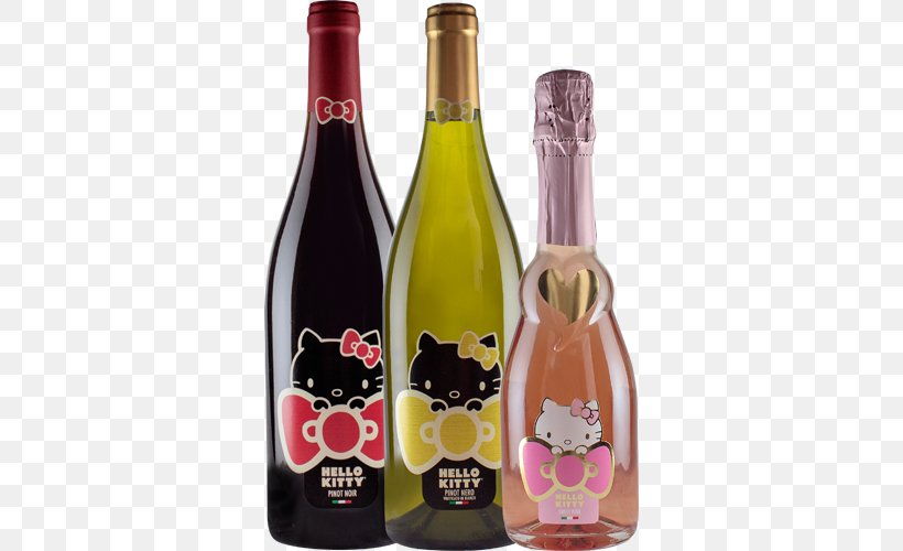 Sparkling Wine Hello Kitty Pinot Noir Sauvignon Blanc, PNG, 500x500px, Wine, Alcoholic Drink, Bottle, Cabernet Sauvignon, Chardonnay Download Free