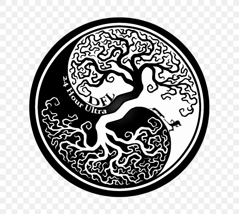 Tree Of Life Yin And Yang The Mountain Yin Yang Tree Adult T-Shirt Sticker Mug, PNG, 736x736px, Tree Of Life, Art, Artist, Black And White, Clothing Download Free