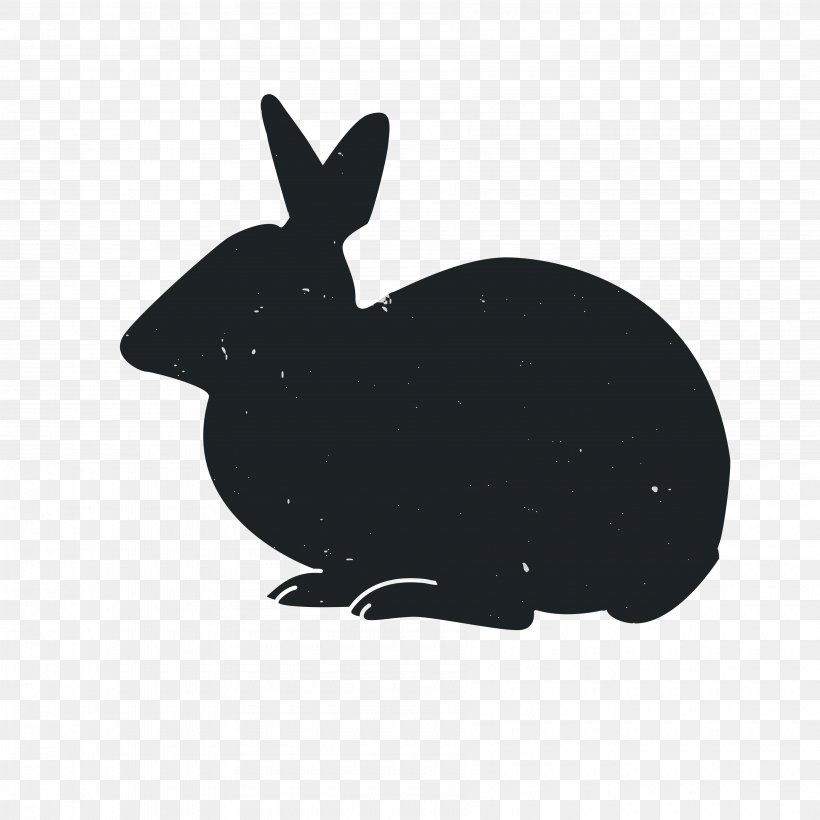 Domestic Rabbit Animal Black And White, PNG, 3600x3600px, Domestic Rabbit, Animal, Black, Black And White, Designer Download Free