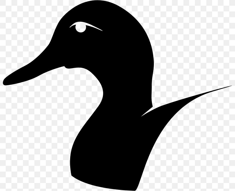 Donald Duck Goose Silhouette Clip Art, PNG, 800x668px, Duck, Beak, Bird, Black And White, Cartoon Download Free