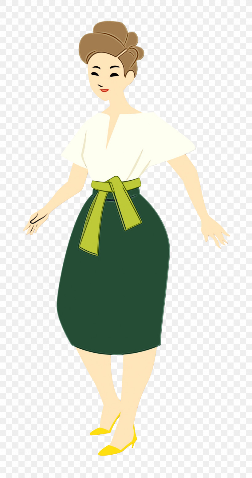 Dress Human Cartoon Green, PNG, 1317x2500px, Standing, Behavior, Cartoon, Dress, Girl Download Free