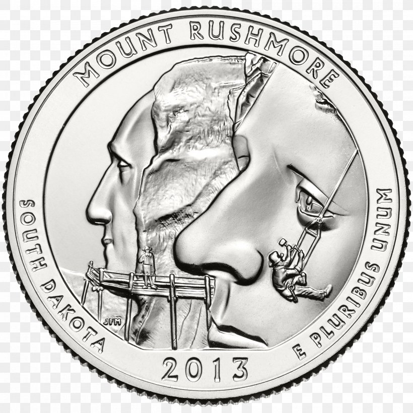 Mount Rushmore National Memorial Washington Quarter United States Mint Coin, PNG, 2000x2000px, Mount Rushmore National Memorial, Black And White, Cash, Coin, Commemorative Coin Download Free