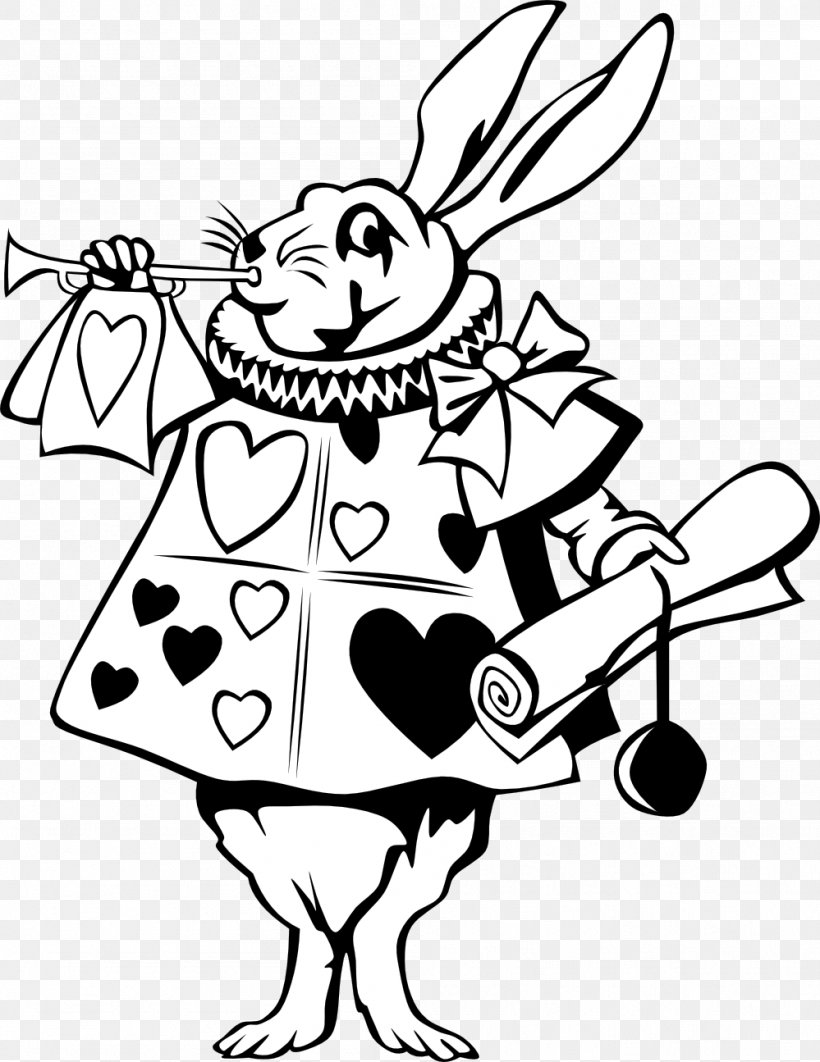 Alice's Adventures In Wonderland White Rabbit The Mad Hatter Cheshire Cat Clip Art, PNG, 999x1295px, Alice S Adventures In Wonderland, Alice In Wonderland, Art, Artwork, Black Download Free