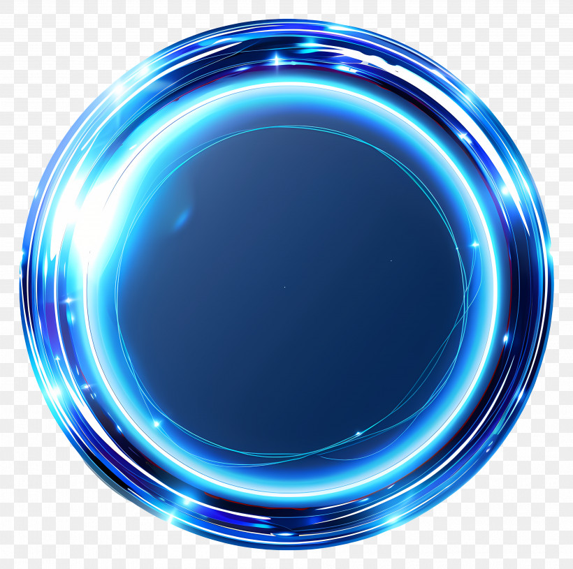 Blue Circle - Glowing Blue Neon Circle PNG