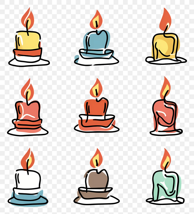 Cartoon - Burning Colorful Candles Illustration PNG