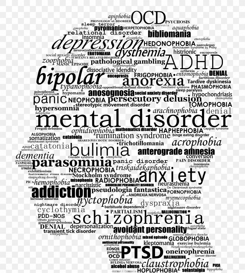 Mental Disorder Mental Health Generalized Anxiety Disorder, PNG, 1800x2000px, Mental Disorder, Anxiety Disorder, Bipolar Disorder, Black And White, Brand Download Free