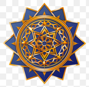 Ashoka Chakra - Ornamental Golden Star With Blue Background PNG