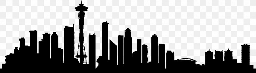 Seattle Skyline Drawing Silhouette, PNG, 1300x375px, Seattle, Art, Black And White, City, Drawing Download Free