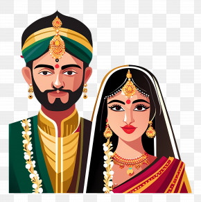 Indian Wedding Couple - Royal Couple In Traditional Dress PNG