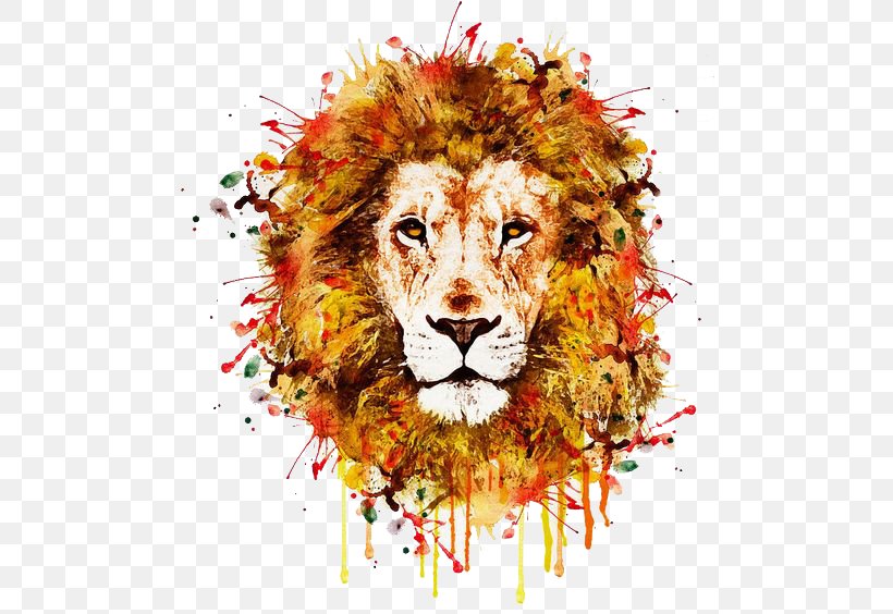 Lionhead Rabbit Wildlife Watercolor Painting, PNG, 492x564px, Lion, Art, Big Cat, Big Cats, Carnivoran Download Free