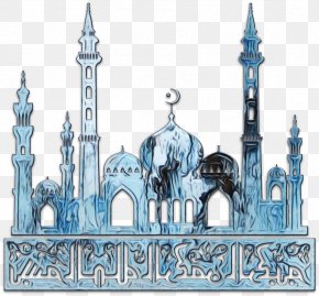 Classical Architecture Building - Watercolor Background PNG