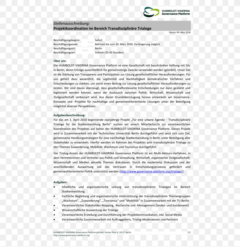 Humboldt-Viadrina School Of Governance Document Dritte Seite, PNG, 595x842px, Governance, Area, Corruption, Democracy, Document Download Free