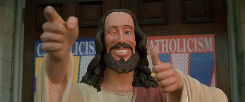 Kevin Smith Red Bank Dogma Buddy Christ, PNG, 1600x666px, Kevin Smith, Beard, Buddy Christ, Catholicism, Clerks Download Free