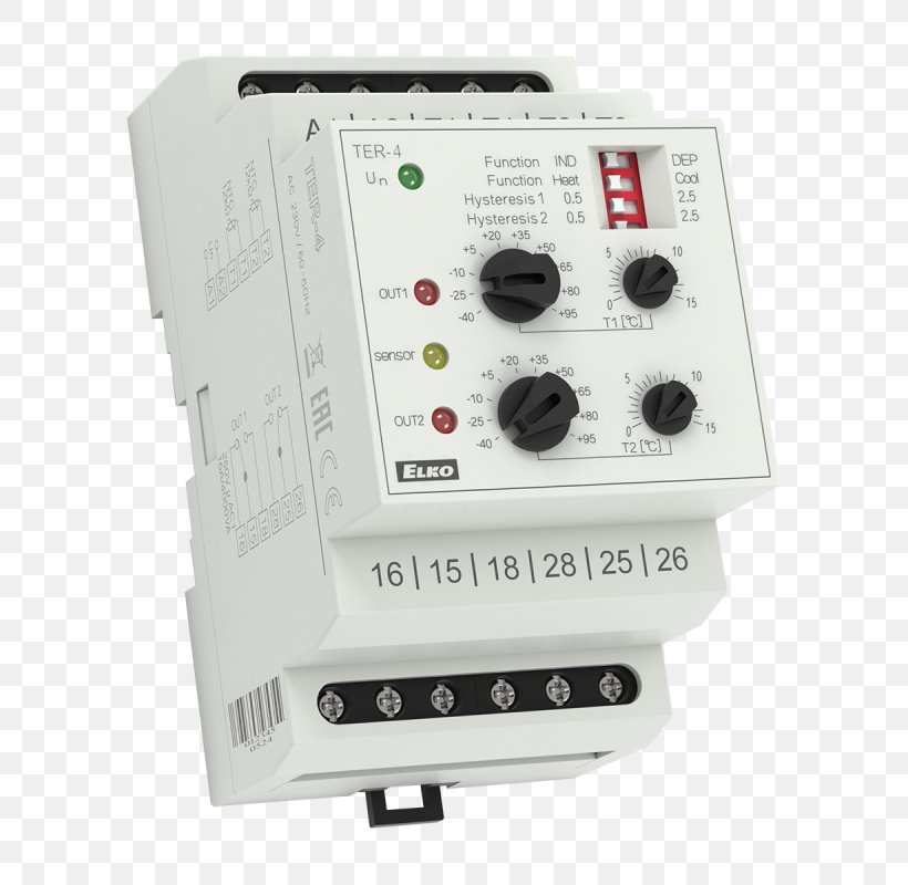 Relay Electrical Switches ELKO EP Faasikontrolli Relee Mains Electricity, PNG, 800x800px, Relay, Circuit Breaker, Din Rail, Electric Potential Difference, Electrical Switches Download Free