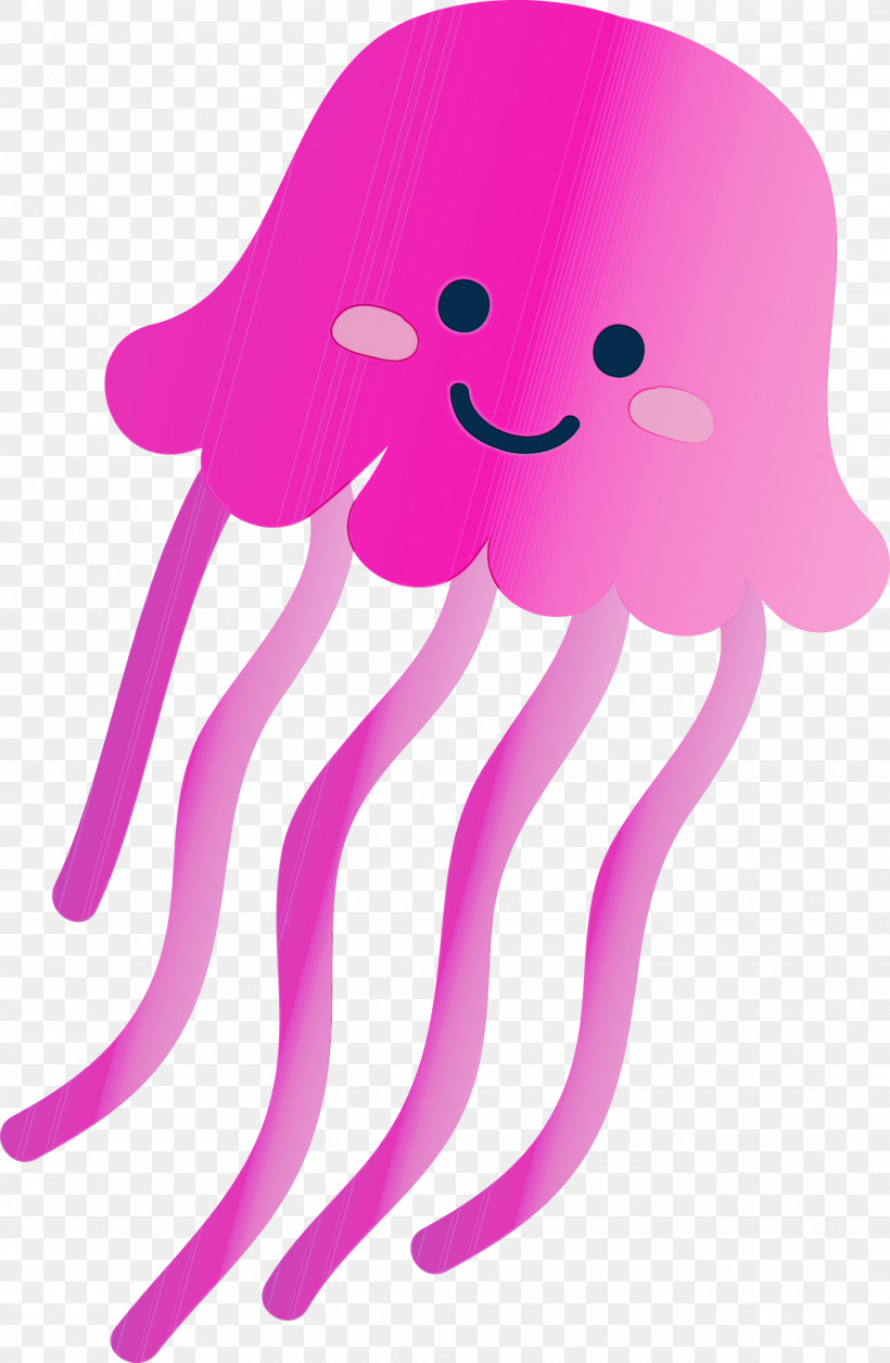 Octopus Pink Violet Cartoon Jellyfish, PNG, 1959x3000px, Watercolor, Cartoon, Jellyfish, Magenta, Octopus Download Free
