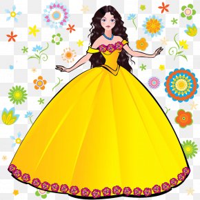 Beautiful Illustrations Of Golden Princess Dress - Princess Download Clip Art PNG