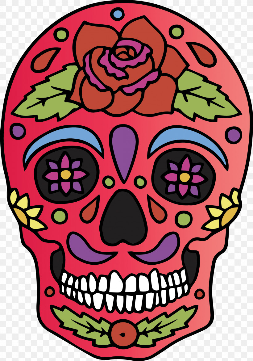 Skull Mexico Cinco De Mayo, PNG, 2104x3000px, Skull, Cinco De Mayo, Flower, Headgear, Line Download Free