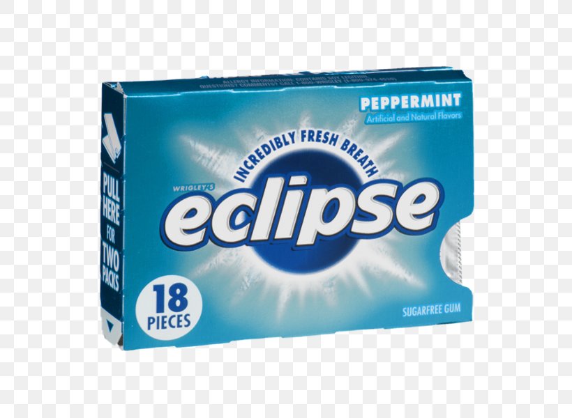 Chewing Gum Eclipse Wrigley Company Mentha Spicata Sugar Substitute, PNG, 600x600px, Chewing Gum, Aqua, Brand, Bubble Gum, Candy Download Free
