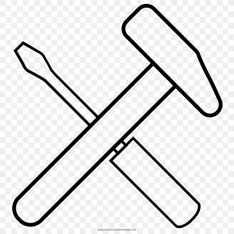 Drawing Hammer Coloring Book Tool Clip Art, PNG, 1000x1000px, Drawing, Area, Black, Black And White, Coloring Book Download Free