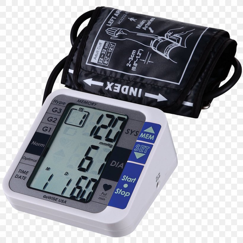 Sphygmomanometer Arm Blood Pressure Monitoring, PNG, 1000x1000px, Sphygmomanometer, Arm, Blood, Blood Pressure, Gowise Usa 8in1 Electric Air Fryer Download Free