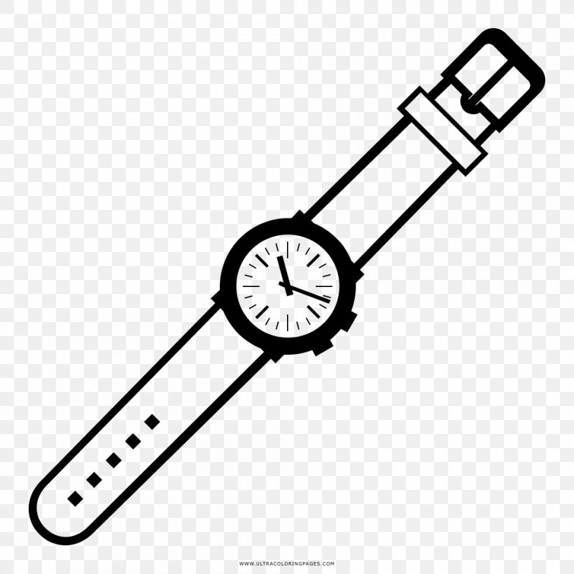 Watch Drawing Clock Coloring Book, PNG, 1000x1000px, Watch, Area, Ausmalbild, Bracelet, Brand Download Free