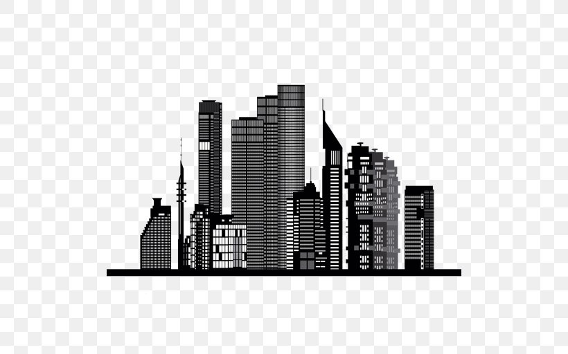 Skyline Silhouette Skyscraper Vexel, PNG, 512x512px, Skyline, Black And White, Building, City, Cityscape Download Free
