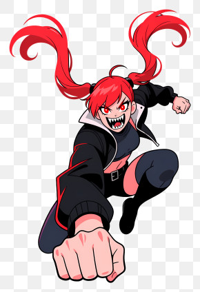 Nazuna Nanakusa - Red-Haired Punk Punch Action PNG