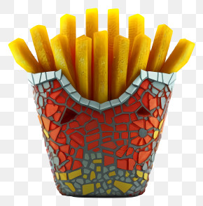 Cartoon - Mosaic French Fries Sculpture PNG