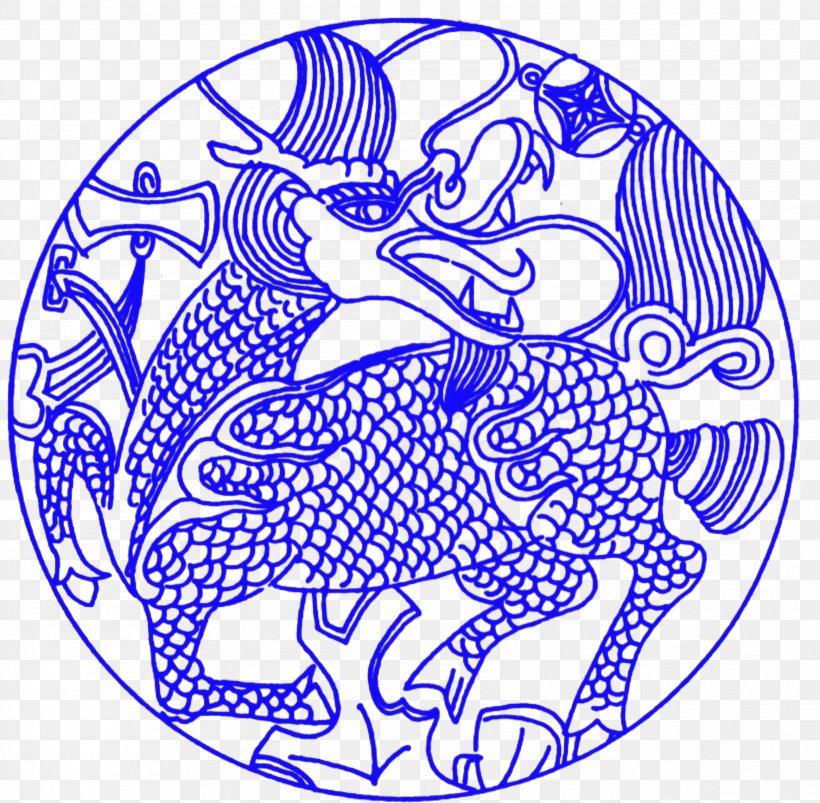 Chinese Dragon Qilin Blue And White Pottery, PNG, 2589x2537px, Dragon, Area, Art, Black And White, Blue Download Free