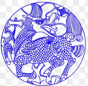 Blue And White Dragon - Chinese Dragon Qilin Blue And White Pottery PNG
