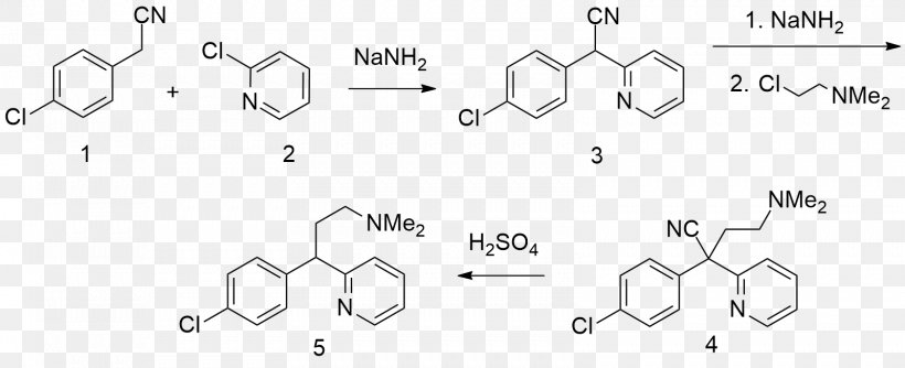 Chlorphenamine Chemistry Chemical Compound Molecule Quinone, PNG, 1599x652px, Chlorphenamine, Area, Aromatic Hydrocarbon, Auto Part, Black And White Download Free