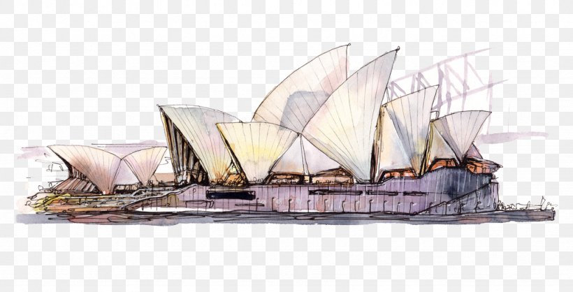 Sydney Opera House Watercolor Painting Poster, PNG, 1024x523px, Sydney Opera House, Architecture, Art, Australia, Boat Download Free
