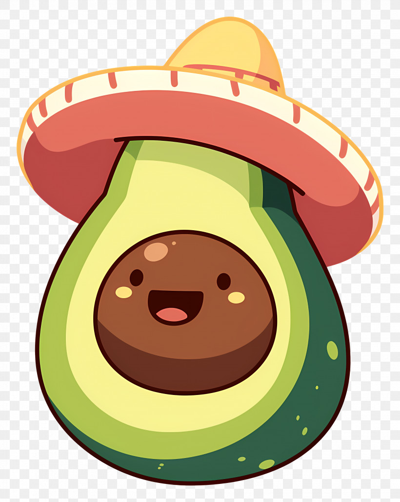 Avocado Wearing Sombrero - Cheerful Avocado With A Sombrero PNG