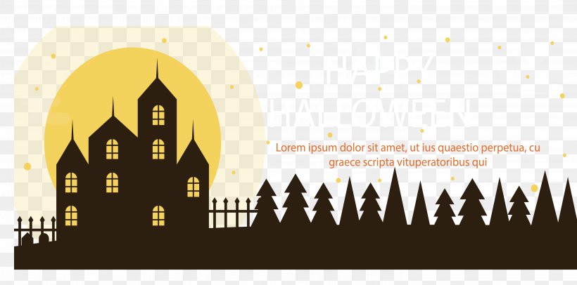 Halloween Castle, PNG, 5787x2866px, Silhouette, Brand, Halloween, Illustration, Logo Download Free