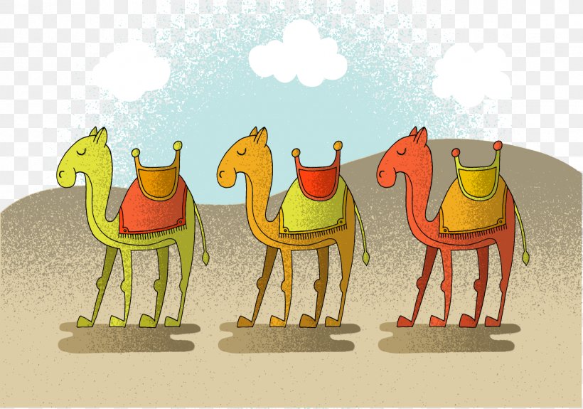 Camel Desert Euclidean Vector Illustration, PNG, 1403x985px, Camel, Animal, Art, Camel Like Mammal, Cartoon Download Free