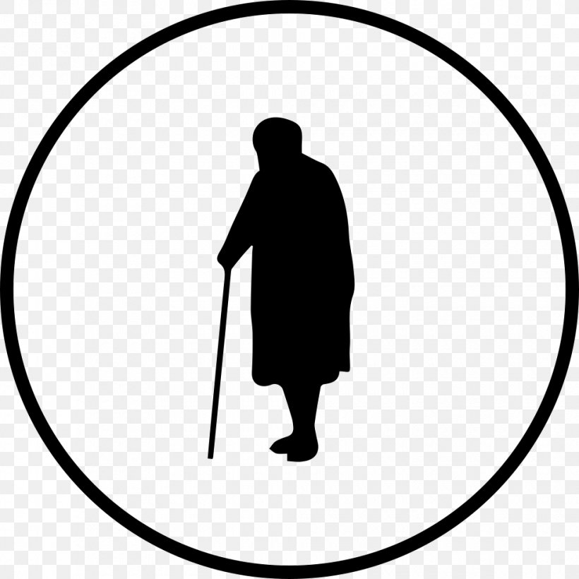 Old Age Vector Graphics Clip Art Silhouette, PNG, 980x980px, Old Age, Aged Care, Blackandwhite, Caregiver, Drawing Download Free