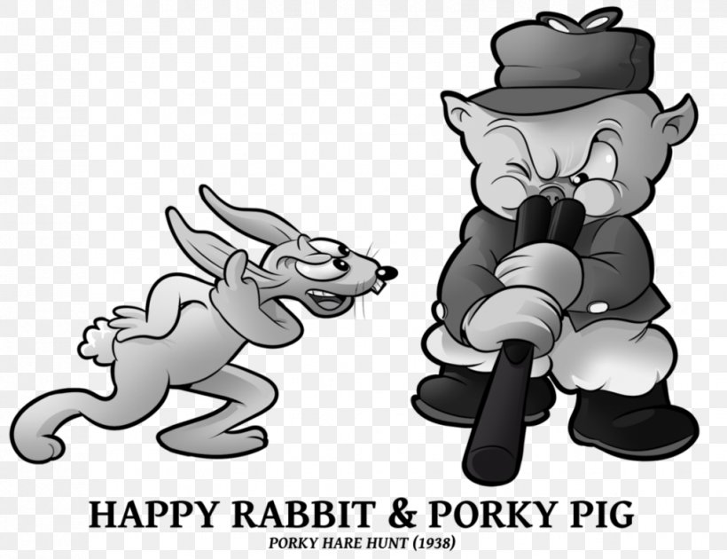 Bugs Bunny Porky Pig Looney Tunes Black And White Rabbit, PNG, 1019x784px, Bugs Bunny, Art, Black, Black And White, Carnivoran Download Free