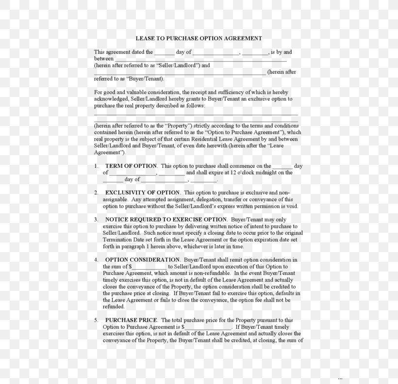 Lease Purchase Contract Lease-option Rent-to-own Employment Contract, PNG, 612x792px, Lease Purchase Contract, Area, Contract, Document, Employment Download Free