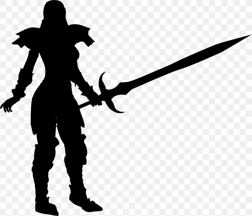 Silhouette Female Warrior Woman, PNG, 2268x1946px, Silhouette, Black And White, Cold Weapon, Deviantart, Drawing Download Free